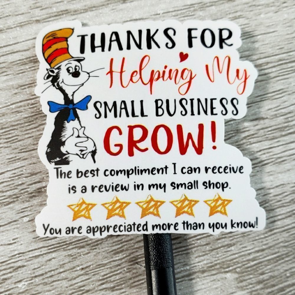 6/$15 1.5" Thank You Stickers 50ct Labels Cat in the hat Design